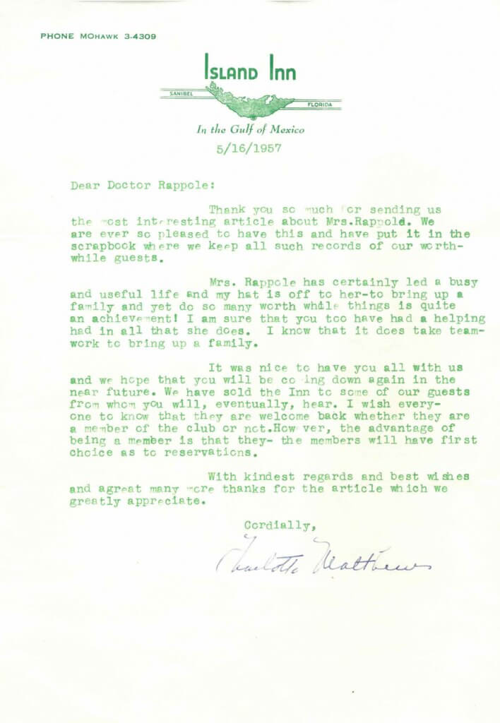 charolette matthews letter to guest